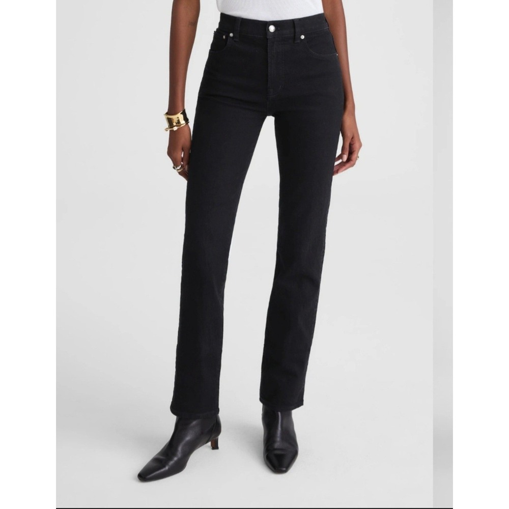 Madewell Jeans Womens Size 24 Black Longline Straight Stretch Denim Magic Pocket